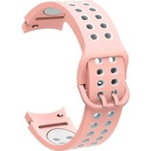 CoverZone Galaxy Watch 4 Classic Uyumlu 46 mm 2 Kancalı Metal Tokalı Iridescent Silikon Pembe Beyaz Kordon