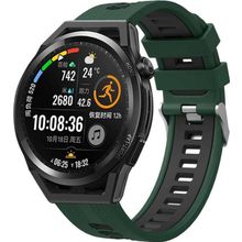 CoverZone Galaxy Watch 42 mm Grealish Yeşil-Siyah Delikli Silikon Kordon