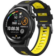 CoverZone Galaxy Watch 46 mm Grealish Siyah-Sarı Delikli Silikon Kordon