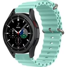 CoverZone Galaxy Watch Uyumlu 42 mm Uyumlu Quintessential Kabartmalı Metal Tokalı Turkuaz Kordon