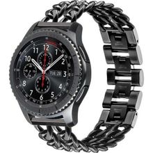 CoverZone Huawei Watch GT 3 Pro Uyumlu 46 mm Zincir Halkalı Metal Örgülü Siyah Kordon