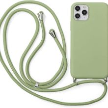 CoverZone iPhone 11 Pro Max İpli Boyun Askılı Silikon Kadife İç Yüzeyli Epiphany Yeşil Cep Telefonu Kılıfı