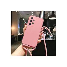 CoverZone iPhone 12 Pro İpli Boyun Askılı Silikon Kadife İç Yüzeyli Epiphany Pembe Cep Telefonu Kılıfı