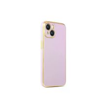 CoverZone iPhone 14 Plus Gold Kenar Pastel Renkli Halcyon Z-Bark Lila Cep Telefonu Kılıfı