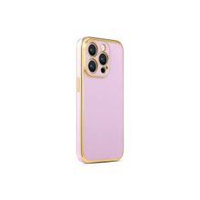 CoverZone iPhone 14 Pro Gold Kenar Pastel Renkli Halcyon Z-Bark Lila Cep Telefonu Kılıfı