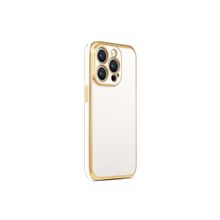 CoverZone iPhone 14 Pro Max Gold Kenar Pastel Renkli Halcyon Z-Bark Kapak Beyaz Cep Telefonu Kılıfı
