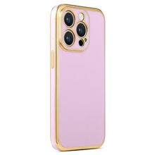 CoverZone iPhone 14 Pro Max Gold Kenar Pastel Renkli Halcyon Z-Bark Kapak Lila Cep Telefonu Kılıfı