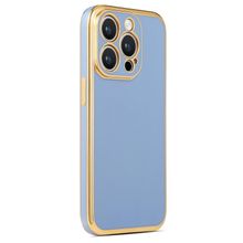 CoverZone iPhone 14 Pro Max Gold Kenar Pastel Renkli Halcyon Z-Bark Kapak Mavi Cep Telefonu Kılıfı