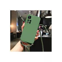 CoverZone iPhone 14 Pro Max İpli Boyun Askılı Silikon Kadife İç Yüzeyli Epiphany Yeşil Cep Telefonu Kılıfı