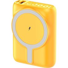 CoverZone J31 | 10000MAH Magsafe ile Uyumlu Kablosuz Powerbank 22.5W Hızlı Şarj 15W Wireless Strong Magnet Pd Qc Destekli Type-C USB Çıkışlı Ultra Ince Taşınabilir Harici Batarya - Sarı