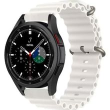 CoverZone Samsung Gear S2 Uyumlu 42 mm Quintessential Kabartmalı Metal Tokalı Beyaz Kordon