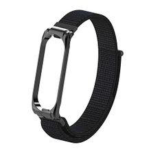 CoverZone Xiaomi Mi Band 6 Uyumlu Hasır Örme Metal Çerçeveli Siyah Kayış Kordon
