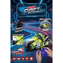 Craftivio 1:10 Uzaktan Kumandalı Rc Drift Akrobasi Motorsikleti - 360 Derece Dönüş - Işıklı - 2.4 Ghz - Yeşil