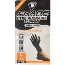 Crane Pudrasız Large 100'lü Tek Kullanımlık Siyah Eldiven