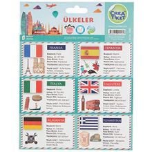 CreaTiket 1161 Eğitici Ülkeler Bilgileri Kabartmalı Etiket