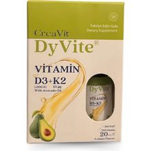 Creavit Dyvite® Vitamin D3K2, Avokado Yağlı, Limon Aromalı Damla/Sprey Takviye Edici Gıda 20 ml