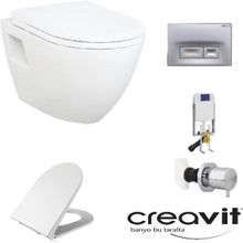 Creavit GR5001 Asma Klozet TP325 5'li Yavaş Mat Buton Kapak Gömme Rezervuar