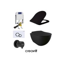 Creavit GR5001- FE320 5 Parça Siyah Mat Asma Klozet Gömme Rezervuar Seti