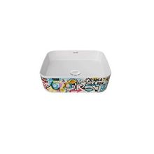 Creavit LP0401 Loop 40 cm Grafiti Desen Uygulamalı Kare Çanak Lavabo