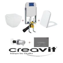 Creavit TP326+KC1603.03 Tetra Beyaz Kanallı Asma Klozet Seti