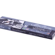 Cretacolor Charcoal Pocket Küçük Metal Kutu 8 Pcs Çizim Kalemi ve Kömür Seti