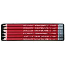 Cretacolor Cleos Fine Art Graphite Metal Kutu 6 Parça Dereceli Çizim ve Grafit Kalemi