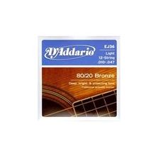 D'addario EJ36 12 String Light 10 Akustik Tel Set
