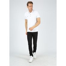Dafron Sport Polo Çizgili Yaka Beyaz Erkek T-shirt