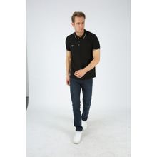 Dafron Sport Polo Çizgili Yaka Siyah Erkek T-shirt