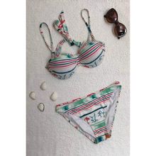 Dagi Straplez Destekli Push-up Desenli Beyaz Bikini Takımı