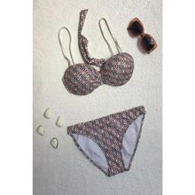 Dagi Straplez Destekli Push-up Desenli Bikini Takımı