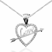 Daha Yok Mu 925 Ayar Gümüş Love Oklu Kalp Kadın Gümüş Kolye
