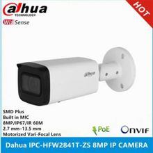 Dahua IPC-HFW2841T-ZAS-27135 8 Mpix 2.7-13.5 mm Motoriz Lens H265+ 80 mt Gece Görüşü Mikrofon Starlight IP67 PoE Bullet IP Kamera