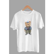 Daksel DKS4192 Beyaz Basic Teddy Bear Baskılı Erkek T-Shirt