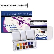 Daler Rowney Aquafine Travel 12'li Plastik Kutu Defterli Sulu Boya Seti