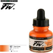 Daler Rowney Flame Orange 687 Fw Acrylic Artist Ink 29.5 ml Cam Şişe