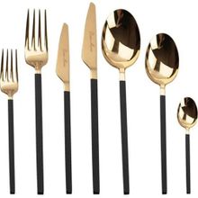 Dame Marie Carre Black Gold 42 Parça Gold - Siyah Çatal Kaşık Bıçak Seti