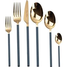 Dame Marie Carre Blue Gold 36 Parça Mavi Çatal Kaşık Bıçak Seti
