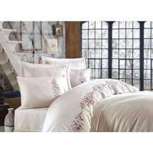 Dantela Efsa Krem Vita Pamuk Saten 200 x 220 cm Çift Kişilik Nevresim Takımı