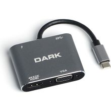Dark DK-AC-U31XHDV 4in1 USB C to HDMI VGA + USB3.0 + PD Dönüştürücü