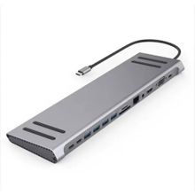 Daytona MST-14U 14 in 1 Stand Özellikli Type-C Hub Usb 3.0-SD/TF-Rj45-HDMI-VGA-USB-C 60 W Dönüştürücü