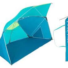 Decathlon Radbug İwiko 180 Spf50+ 3 Kişilik Mavi Sarı Plaj Şemsiyesi Gölgelik