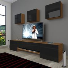 Decoraktiv 1E3 MDF 180 Ceviz Siyah Tv Ünitesi