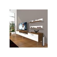 Decoraktiv Eko 220R Slm Ceviz Beyaz Krom Ayaklı Tv Ünitesi