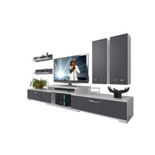 Decoraktiv Flex 5D130 MDF Beyaz Siyah Tv Ünitesi