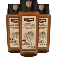 Deep Fresh 3x500 ml Herbal Bitkisel Keratin Özlü Kuru ve Yıpranmış Saçlar İçin Saç Kremi