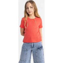 DeFacto B3054A8 Ss Kız Çocuk Slim Fit Ribana Kısa Kollu Tişört