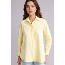 DeFacto D7341AX26SP Sarı-YL142 Kadın Relax Fit Gömlek Yaka Poplin Tunik