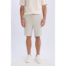 DeFacto D9451AX25SP Yeşil-GN1217 Erkek Regular Fit Beli Bağcıklı Dokulu Bermuda Şort
