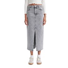 DeFacto Kadın Long Fit Jean Uzun Etek, Gri, 32 Etek